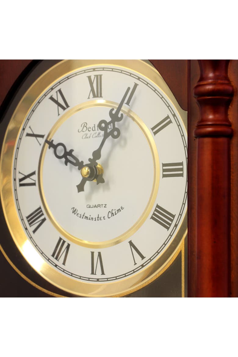 Classic 31in Chiming Pendulum Wall Clock, Alternate, color, Cherry Oak