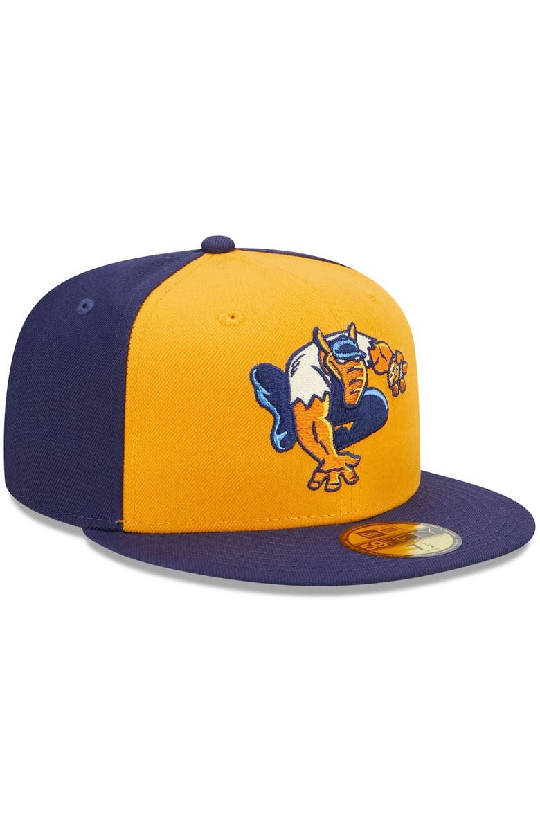 New Era Men's New Era Gold/Navy Montgomery Biscuits Marvel x Minor League 59FIFTY Fitted Hat, Alternate, color, Gold
