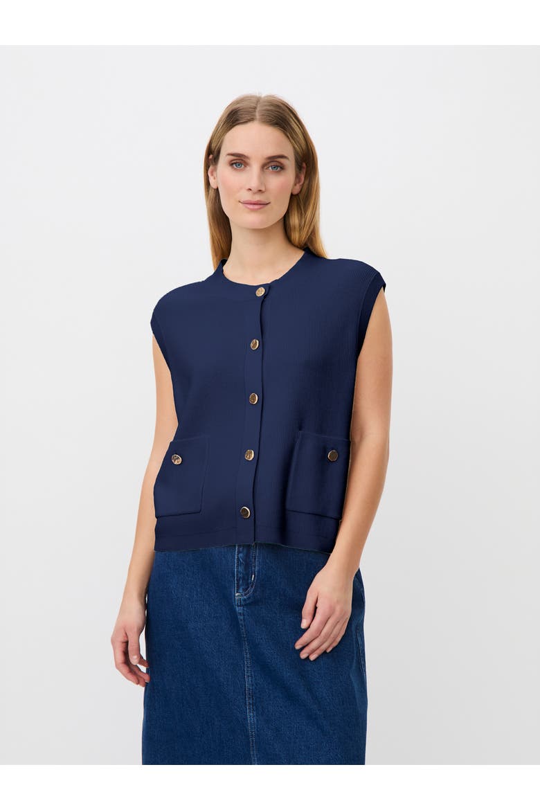 MaLossan Button-Front Knit Vest, Main, color, Medieval Blue
