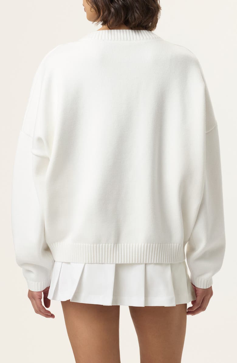 FILA x Hailey V-Neck Oversize Sweater, Alternate, color, White