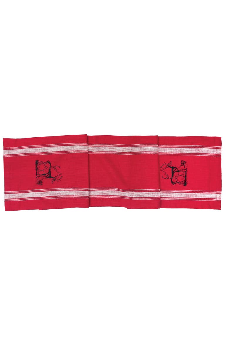 Stag Feed Sack Table Runner 13" x 72", Main, color, Red