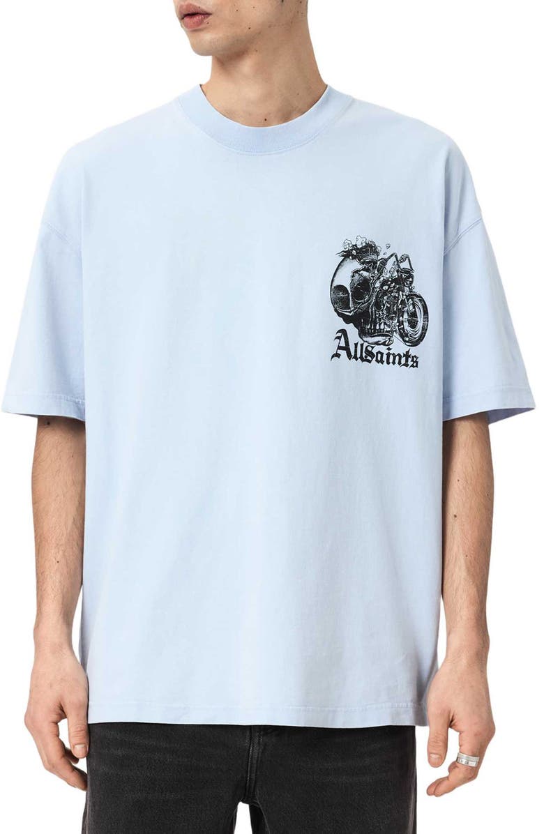 AllSaints Panhead Graphic T-Shirt, Main, color, Villa Blue