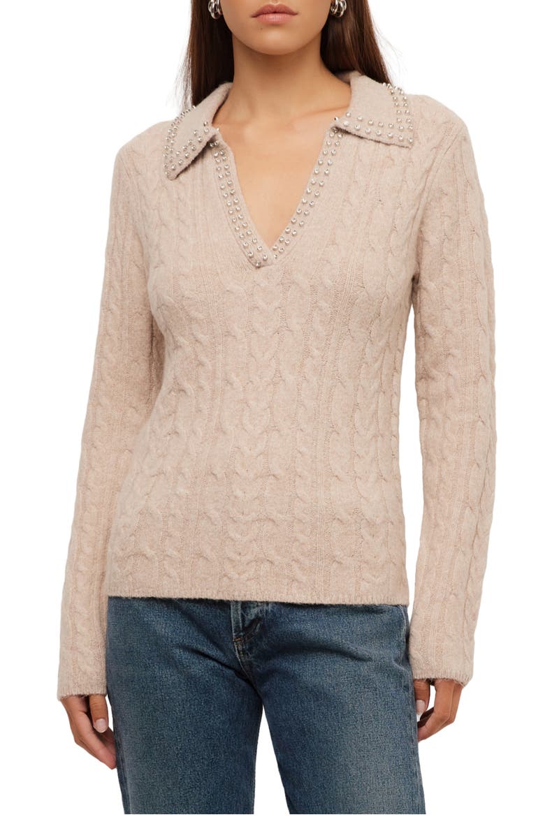 Estelle Cable Knit Sweater, Main, color, WHEAT