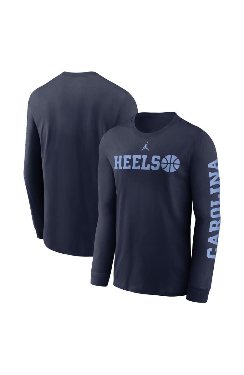 Jordan Brand Men's Jordan Brand Navy North Carolina Tar Heels Basketball Icon Two-Hit Long Sleeve T-Shirt, Alternate, color, Navy