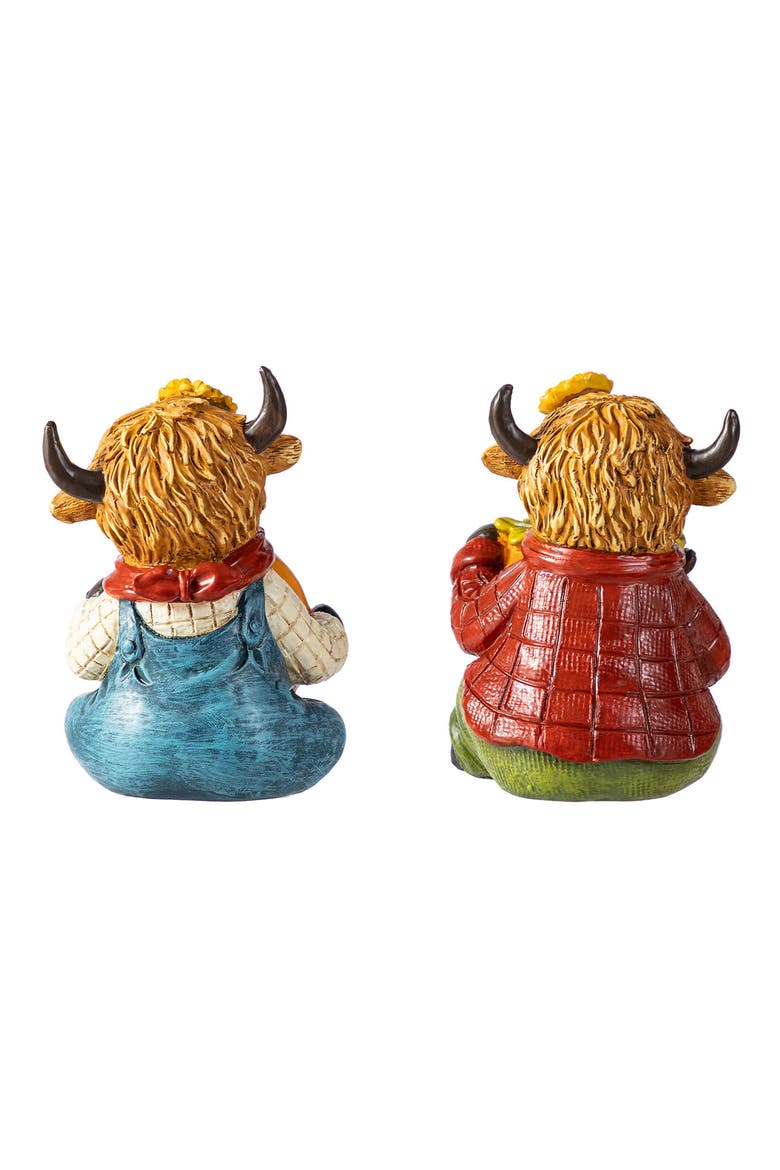 Set of 2 Fall Resin Highland Cow Table Decor, Alternate, color, Orange