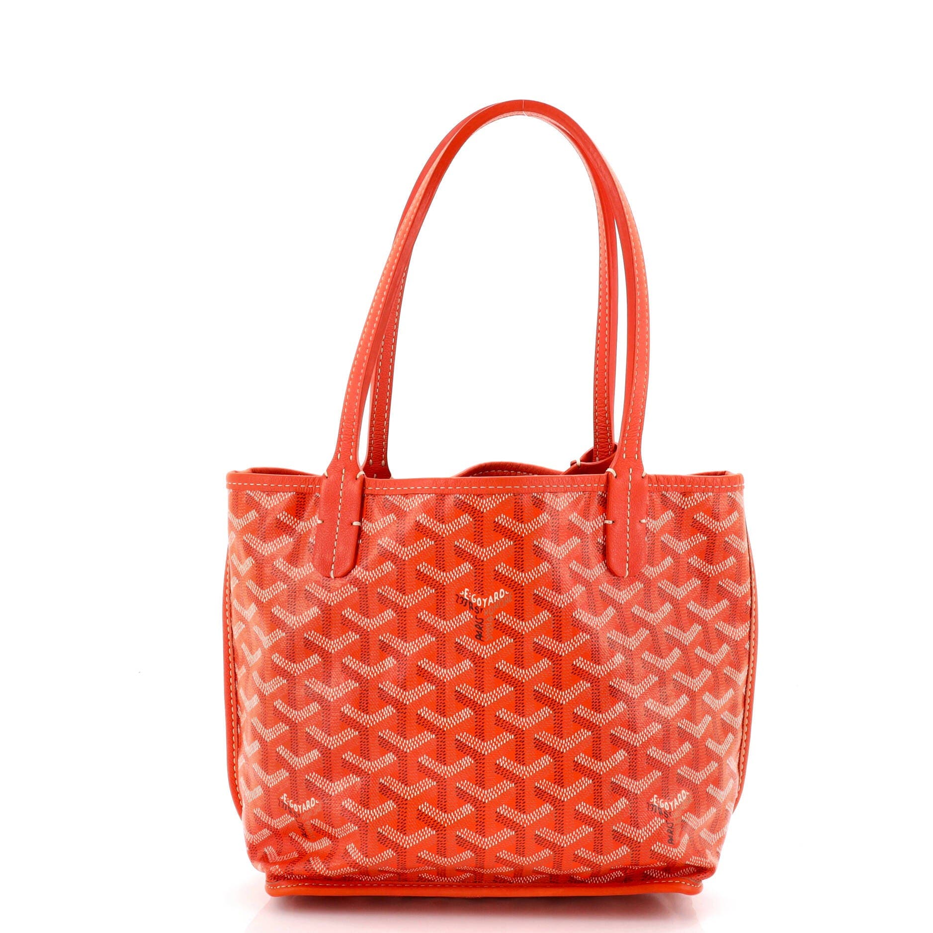 Pre-Owned Goyard Anjou Reversible Tote Coated Canvas Mini, Main, color, Orange
