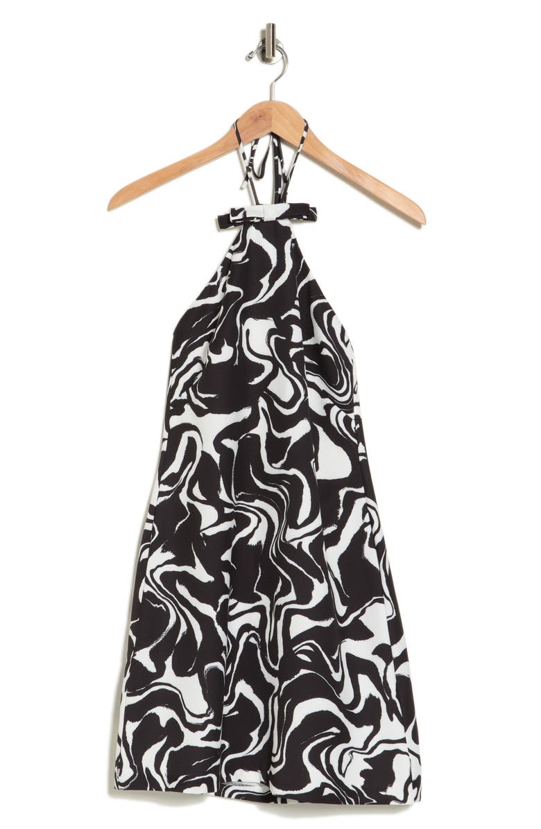 Alexia Admor Zelle Halter Shift Dress, Alternate, color, Black White Abstract