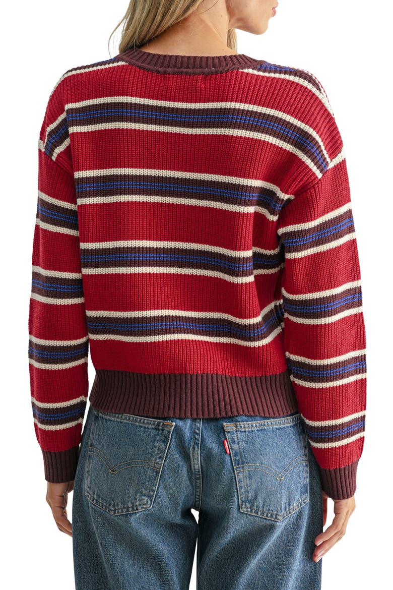 Stripe Crewneck Sweater, Alternate, color, RASPBERRY MULTI STRIPE
