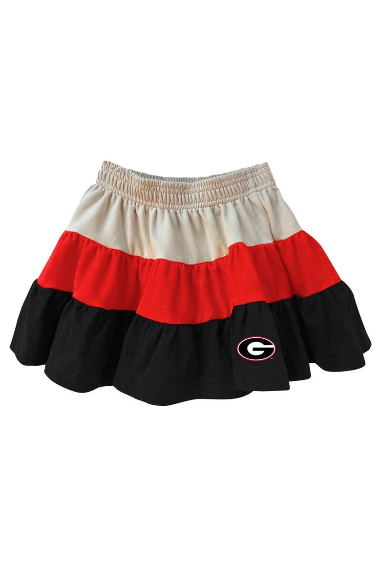 Girls Toddler Wes & Willy Tan Georgia Bulldogs Tri-Blend Sleeveless Full-Zip Hoodie & Tiered Skirt Set, Alternate, color, Tan