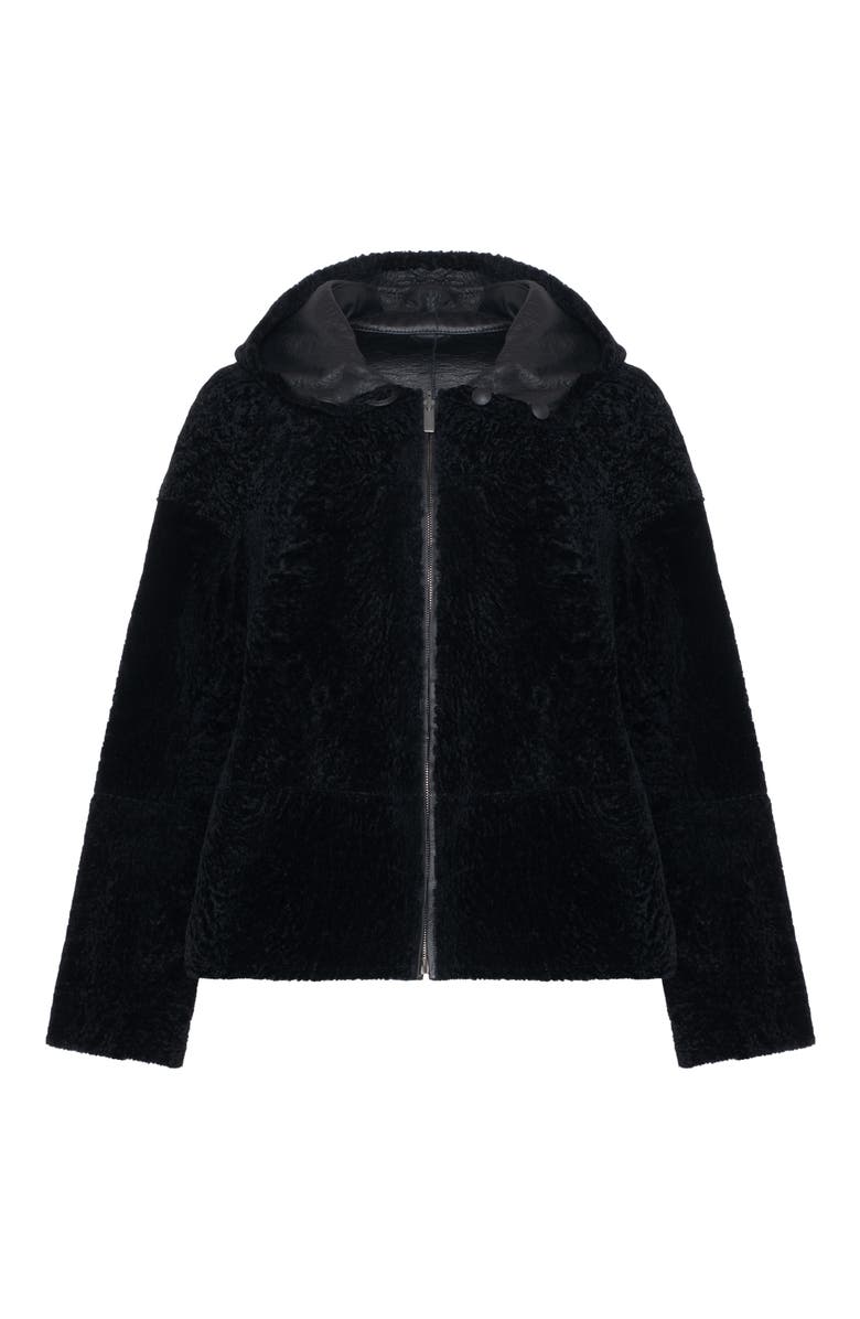 GORSKI Genuine Shearling Zip Hooded Jacket, Rev, Alternate, color, Black
