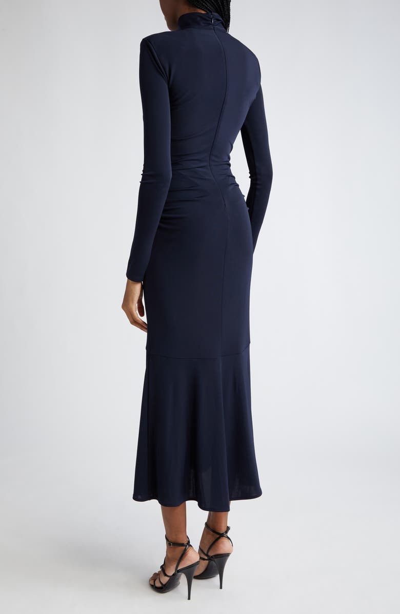 Cinq à Sept Johnson Side Ruched Long Sleeve Jersey Dress, Alternate, color, Navy