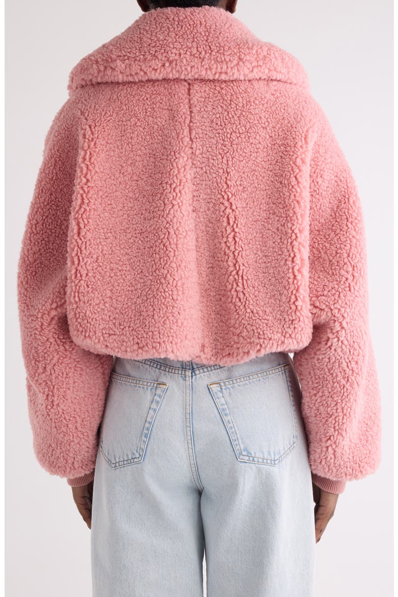 Crop Faux Shearling Bomber Jacket, Alternate, color, LIGHT PINK