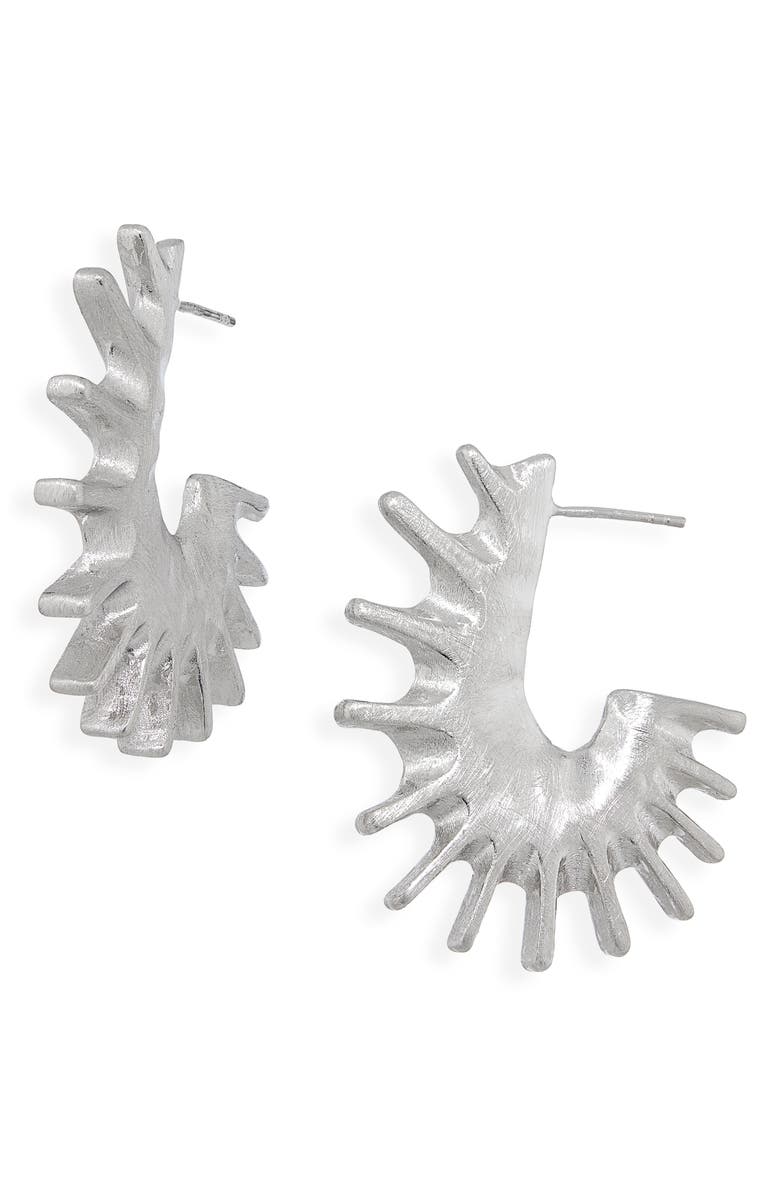 Jacquemus Hippocampe Hoop Earrings, Main, color, Silver 980
