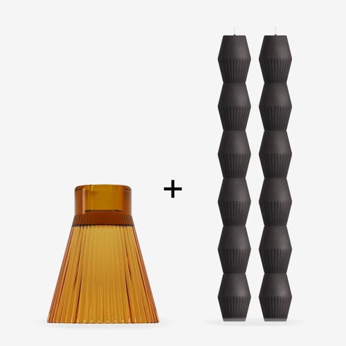 Ozaiz Zai Geometric Pillar Candle In Yellow