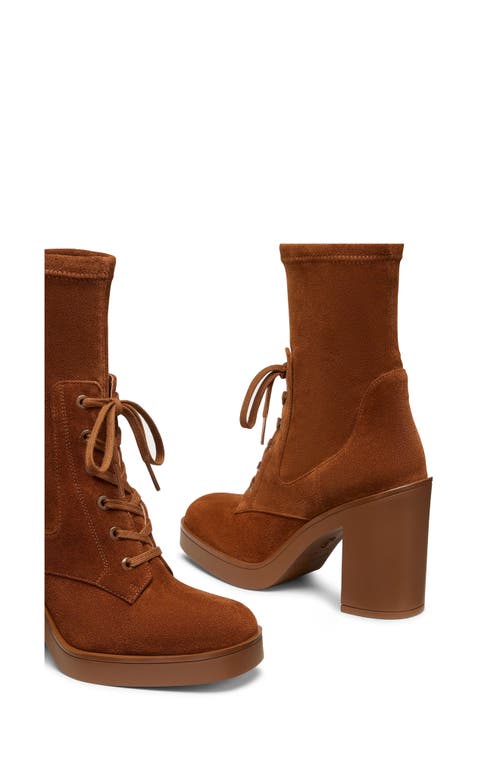 Stuart Weitzman Everitt Stretch Suede Lace-up Booties