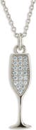 Sterling Forever Pavé Cubic Zircoia Champagne Flute Pendant Necklace