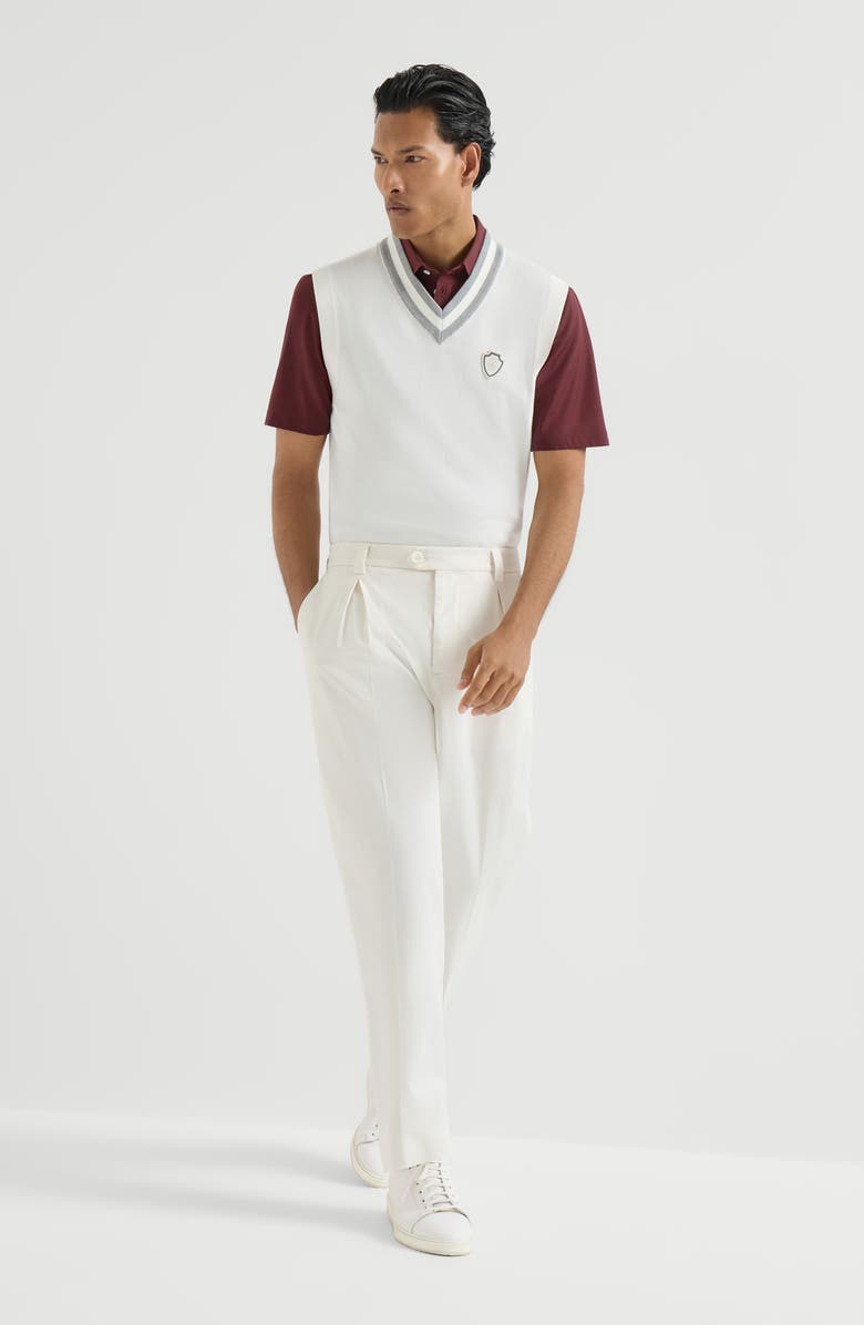 Brunello Cucinelli Trousers with tee holder, Alternate, color, White