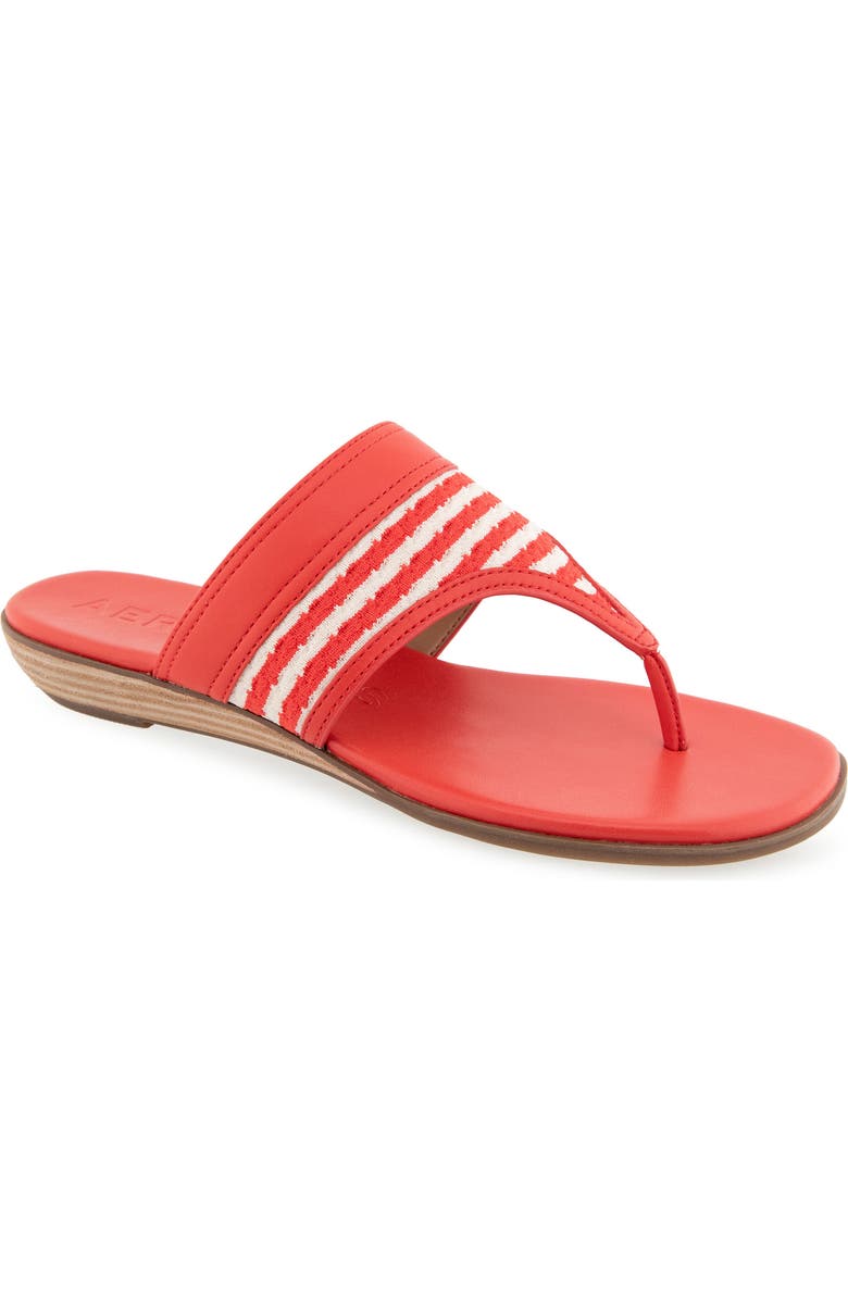 Aerosoles Gesa Thong Sandal, Main, color, Eggnog/ Racing Red Stripe
