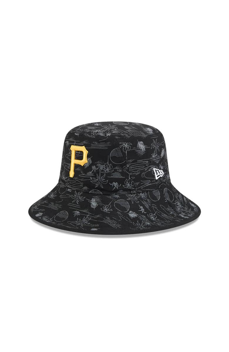New Era Youth New Era Black Pittsburgh Pirates 2025 Spring Training All Over Print Bucket Hat, Main, color,