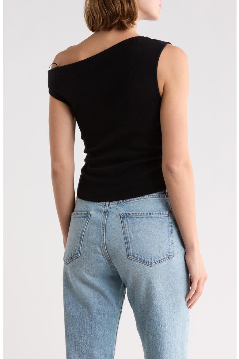 Asymmetrical Rib Top, Alternate, color, BLACK
