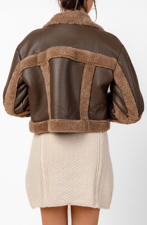 Beivy Faux Fur Trim Faux Leather Jacket In Brown