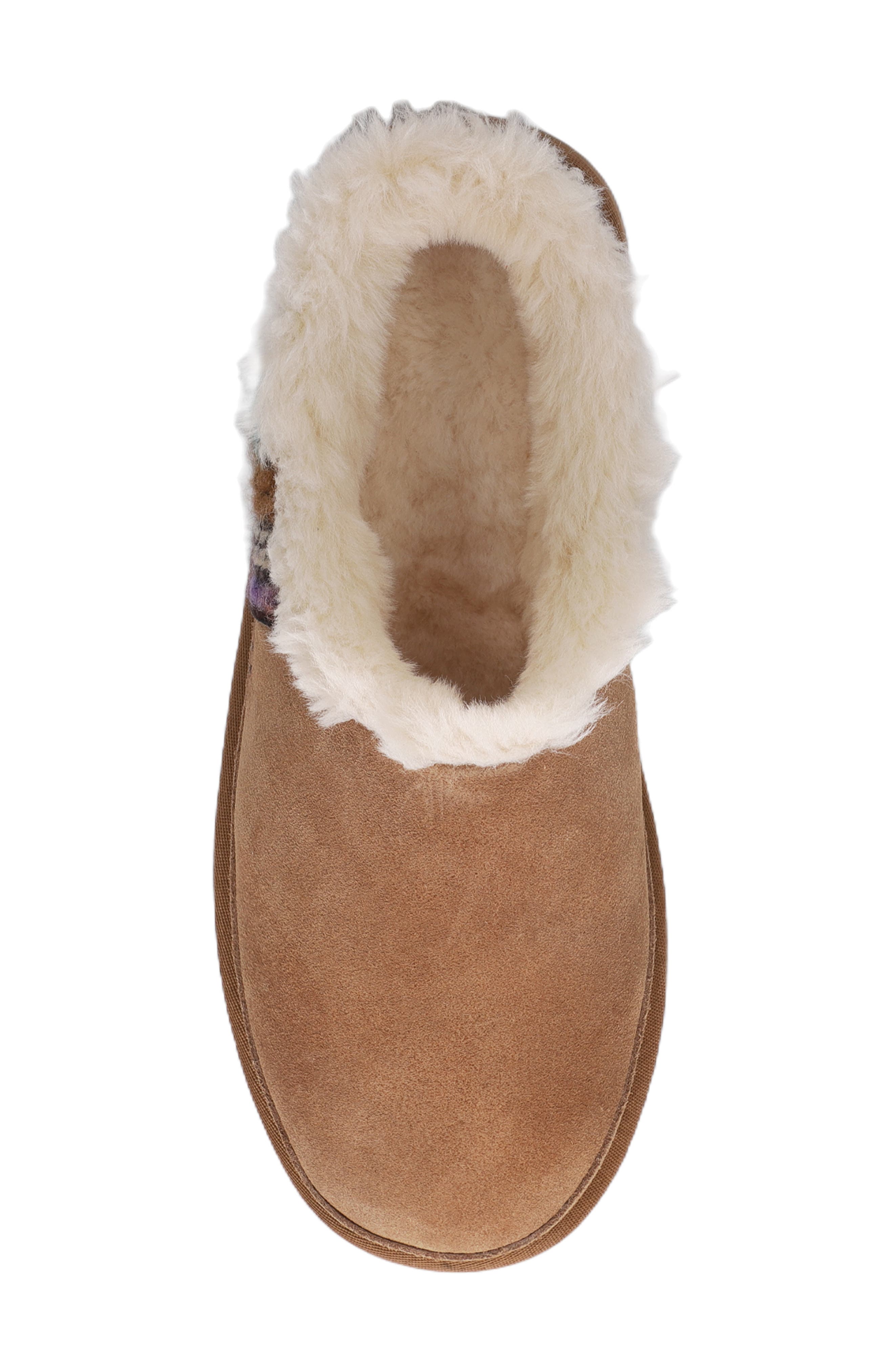 Suede Faux Fur Cuff Slipper, Alternate, color, CHESTNUT