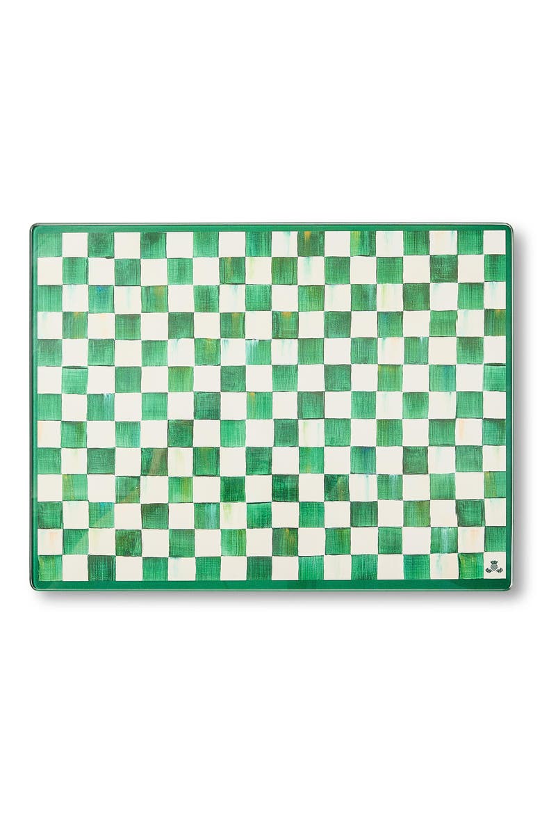 Emerald Check Set of 2 Glass Cutting Boards, Alternate, color, EMERALD