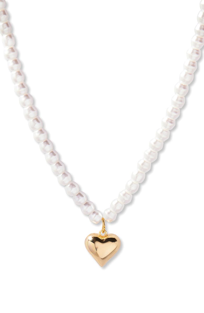 Brook and York Ruby Heart Pendant Necklace, Main, color, Gold/ White