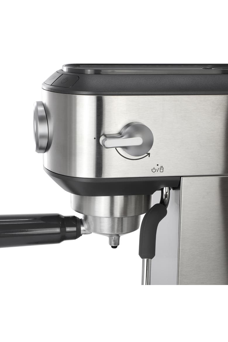 Miniatura Compact Espresso Machine and Milk Frother in Silver, Alternate, color, Silver