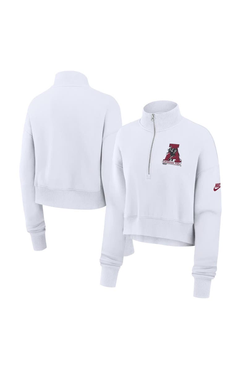 Nike Women's Nike White Alabama Crimson Tide Legacy Elevated Logo Half-Zip Sweatshirt, Main, color,