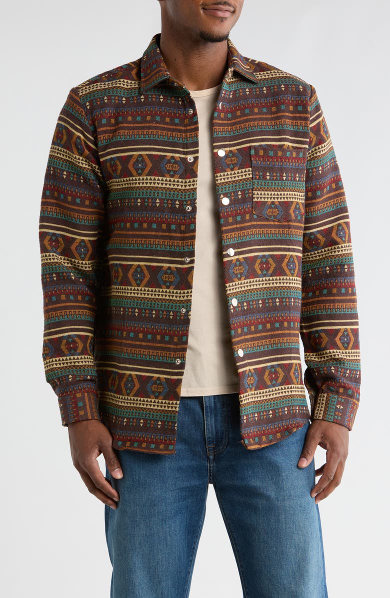 T.R. PREMIUM Tapestry Shirt Jacket, Main, color, Brown