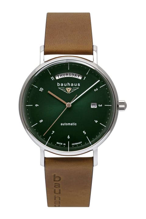 Classic 41mm Dark Green Dial with Brown Leather Strap