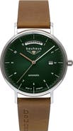 Bauhaus Classic 41mm Dark Green Dial with Brown Leather Strap