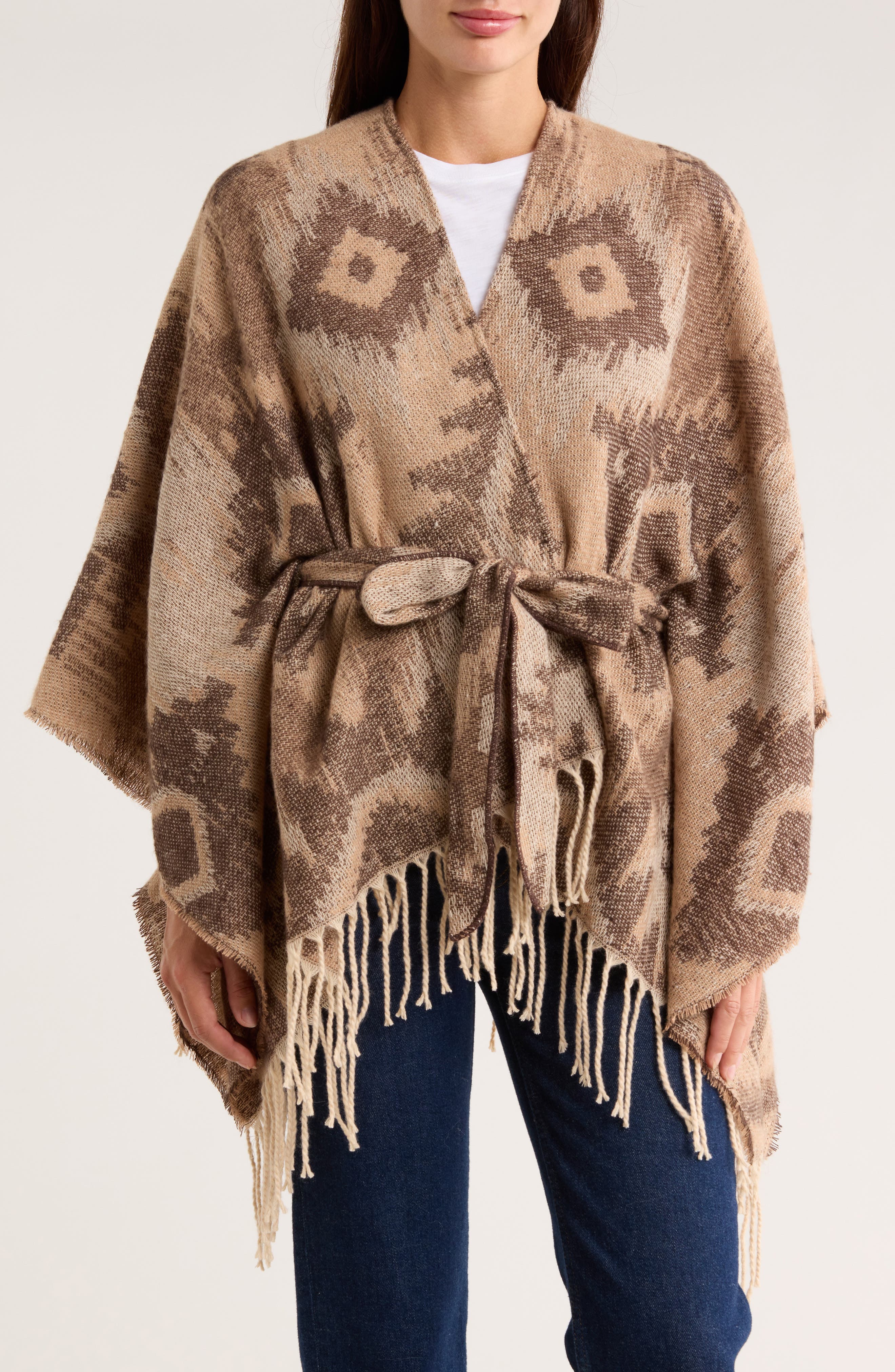BCBG Belted Western Jacquard Topper