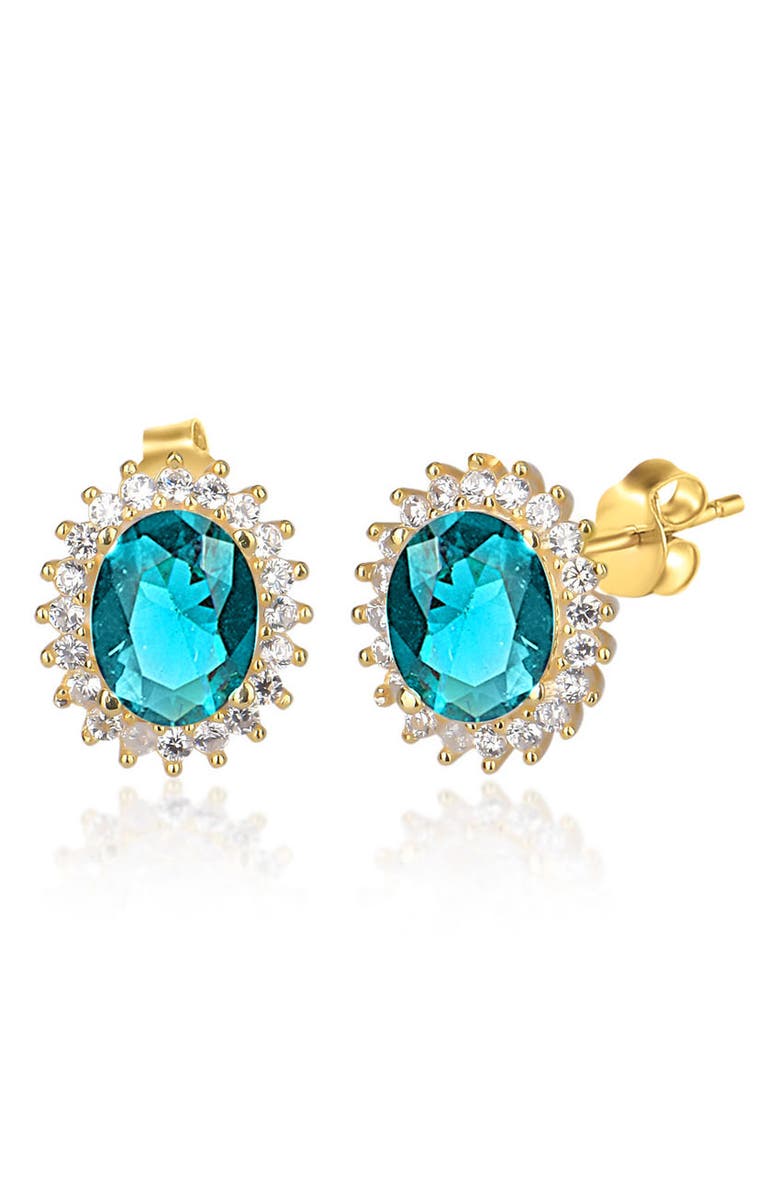 GABI RIELLE Cubic Zirconia Halo Stud Earrings, Main, color, 