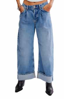 Free People Alia Cuffed High Waist Wide Leg Jeans