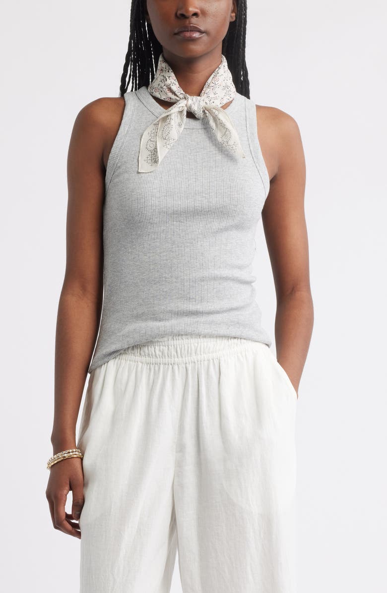Treasure & Bond Pointelle Rib Crewneck Tank, Main, color, Grey Heather