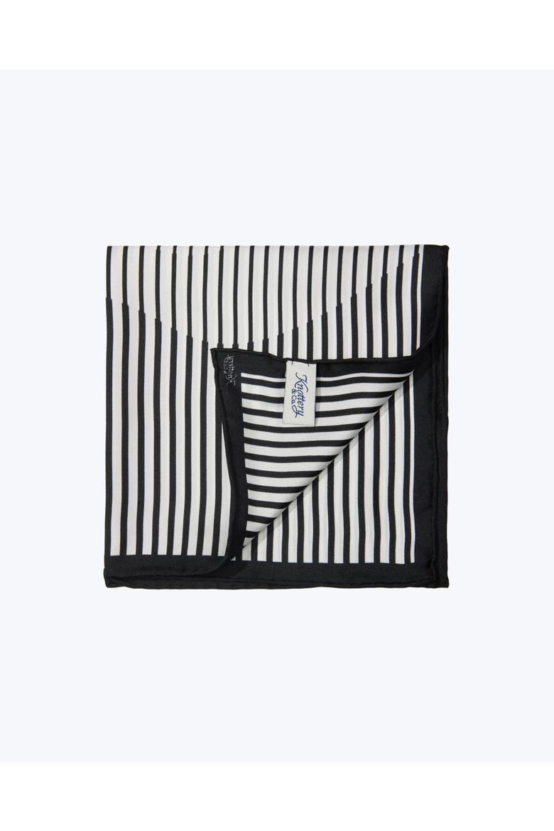 Pinstripe Silk Pocket Square, Alternate, color, Black & White