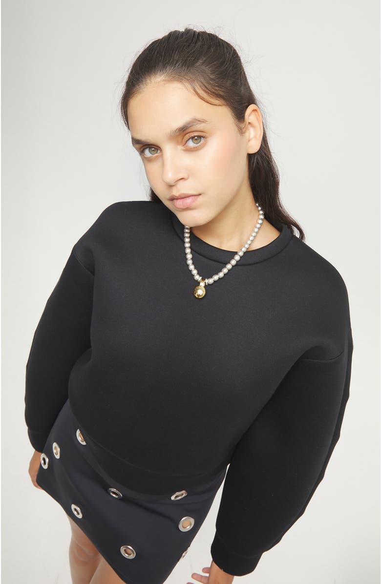 UNODE50 Necklace of medium spheres plated in sterling silver and large dial plated in 18k gold, Alternate, color, Gold