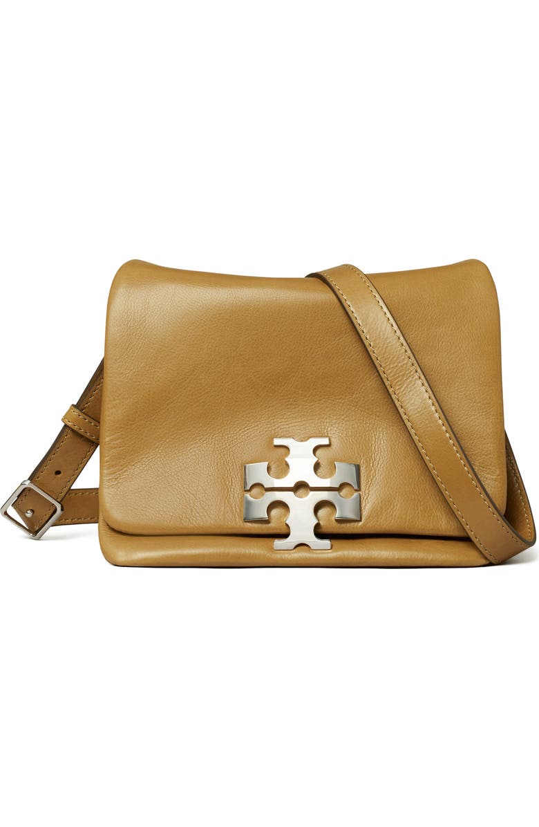 Tory Burch Kira Soft Leather Shoulder Bag, Main, color, Wren Brown