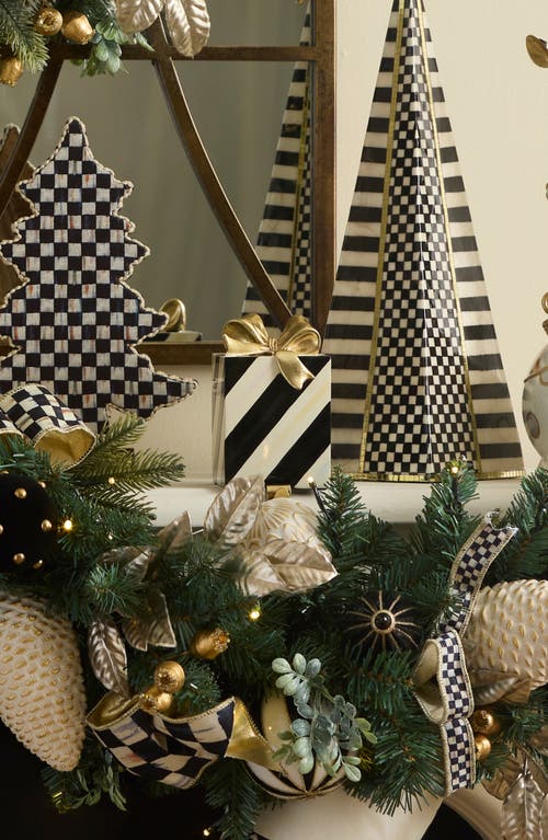 Mackenzie-childs Mackenzie Childs Courtly Noel Set Of 2 Gift Box Stocking Hangers In Black