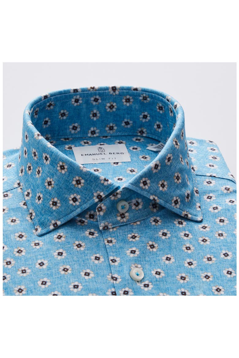 4Flex Modern Fit Floral Knit Button-Up Shirt, Alternate, color, TURQUOISE