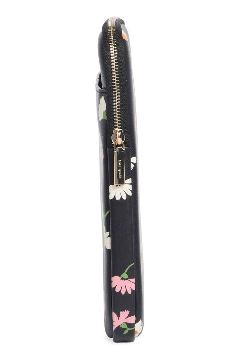 madison floral waltz laptop sleeve, Alternate, color, BLACK