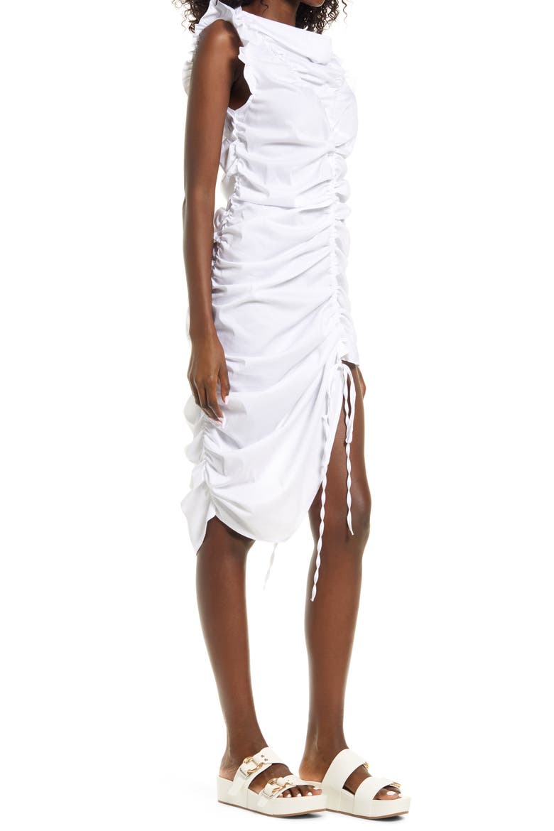 Cowl Neck Ruched Dress, Alternate, color, WHITE
