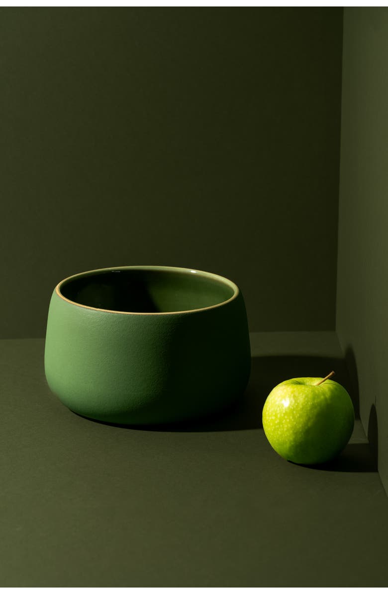Gharyan Stoneware EWA Serving Bowl, Alternate, color, Matte Green/ Shiny Green