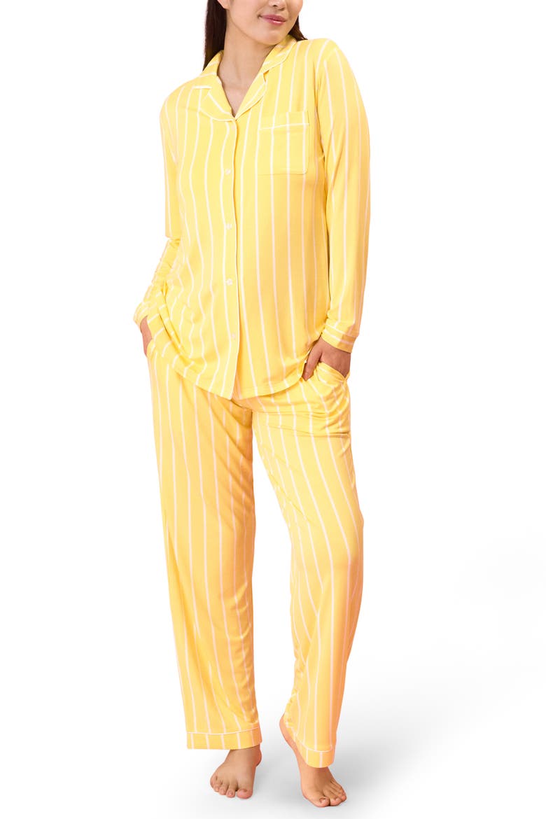 Clea Long Sleeve Pajama Set, Main, color, Dandelion Stripe