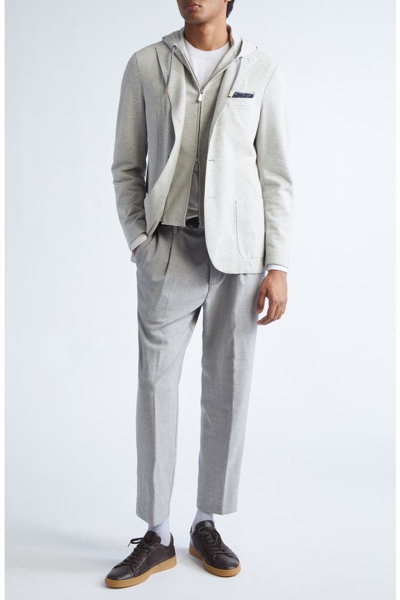 Single Breasted Herringbone Sport Coat with Removable Hooded Bib, Alternate, color, 13 LIGHT GRAY MELANG