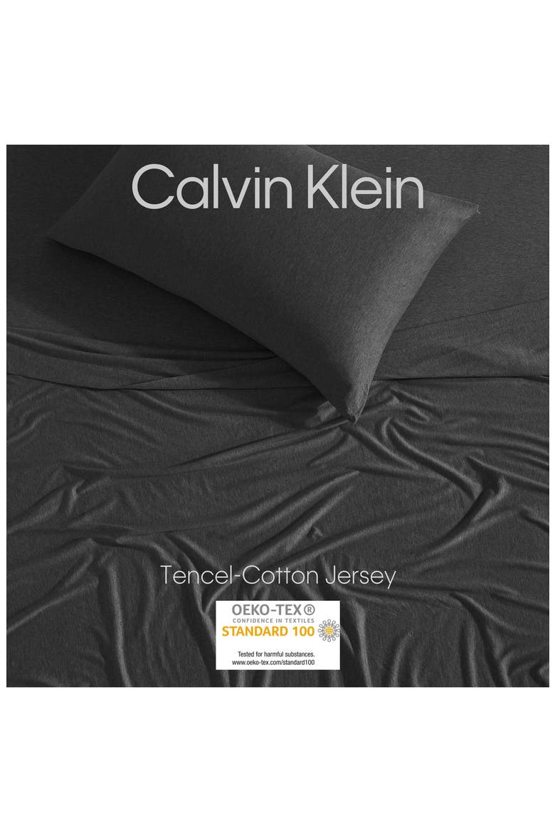 Mélange Cotton Blend Jersey Sheet Set, Alternate, color, DARK GREY