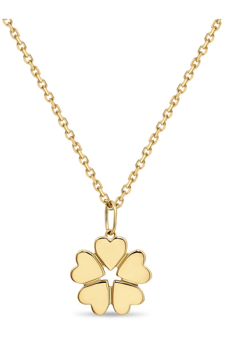Clover Heart Pendant Necklace in 14K Gold, 19mm, Main, color, Yellow Gold