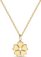 DEVATA Clover Heart Pendant Necklace in 14K Gold, 19mm